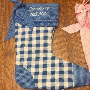 Strawberry Milk Mob Blue and White Checkered Stocking